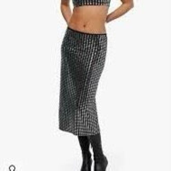 NWT WeWoreWhat Black Geo Crystal Midi Skirt.  Size S - Picture 1 of 6